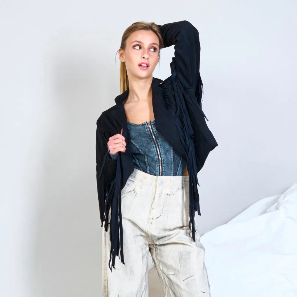 Suede fringed jacket wholesale