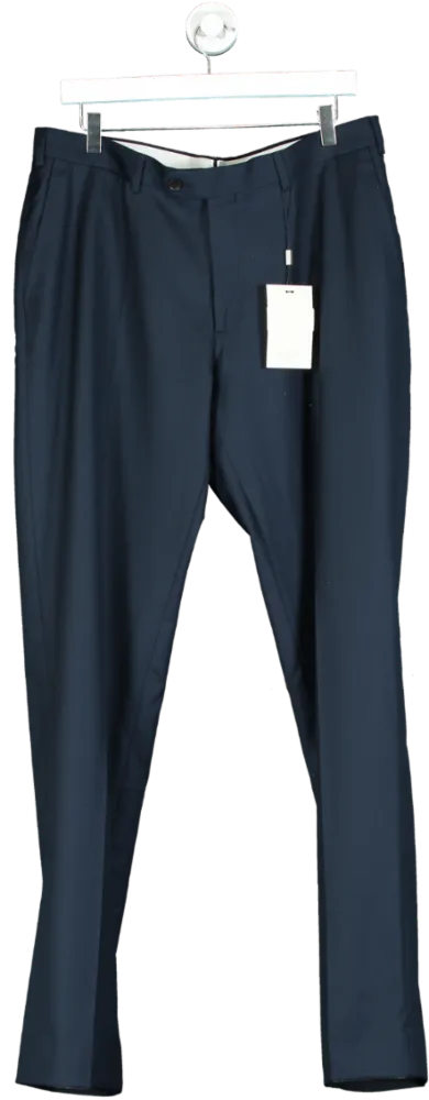 SuitSupply Blue Navy Slim Leg Straight Suit Trousers UK XL W38