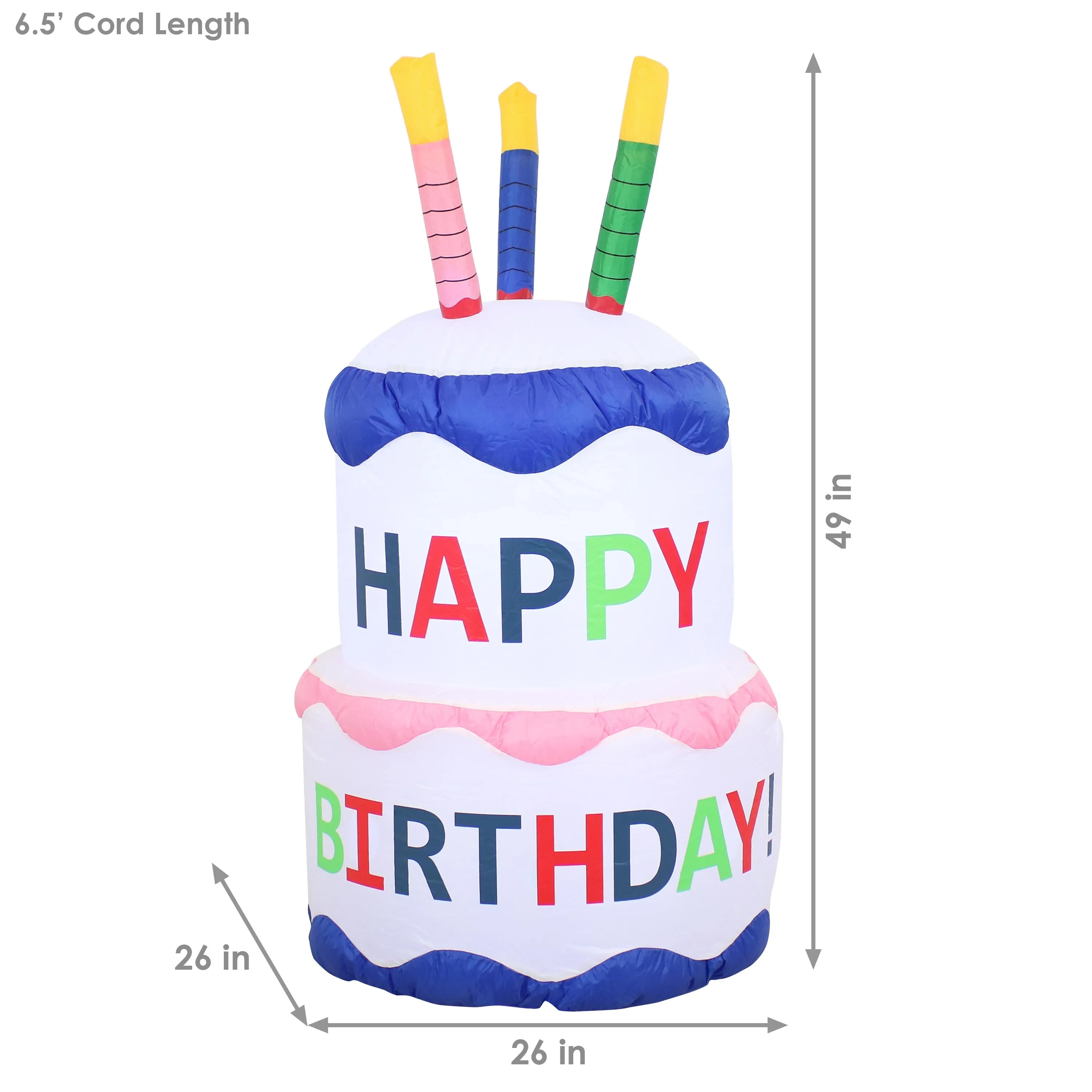 Sunnydaze Happy Birthday Cake Inflatable Outdoor Decoration - 4'