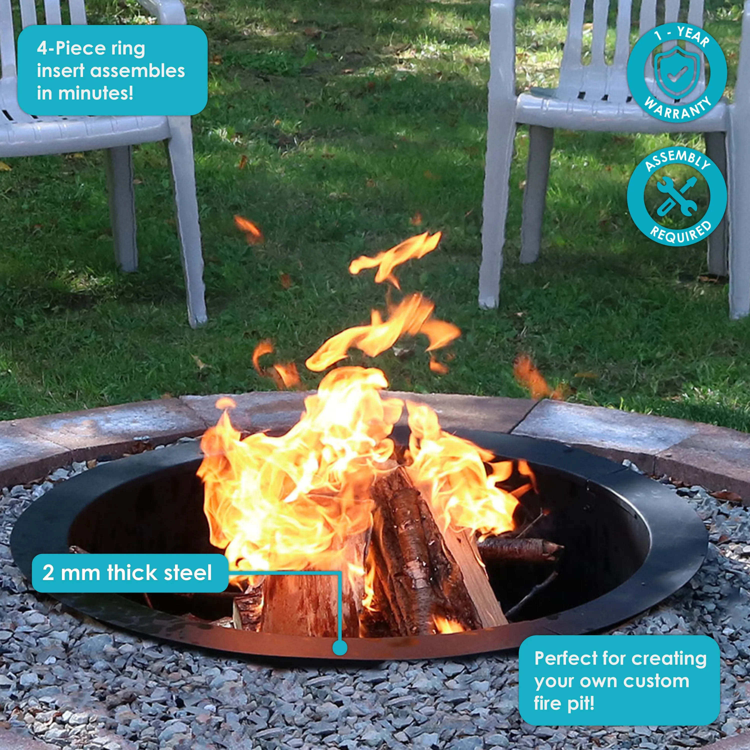 Sunnydaze Heavy-Duty Steel Fire Pit Ring Liner