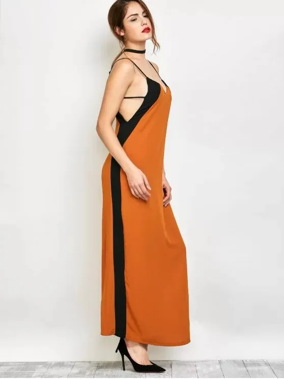 TastyHottie - Fashion Contrast Stripe Maxi Slip Dress