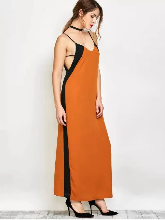 TastyHottie - Fashion Contrast Stripe Maxi Slip Dress