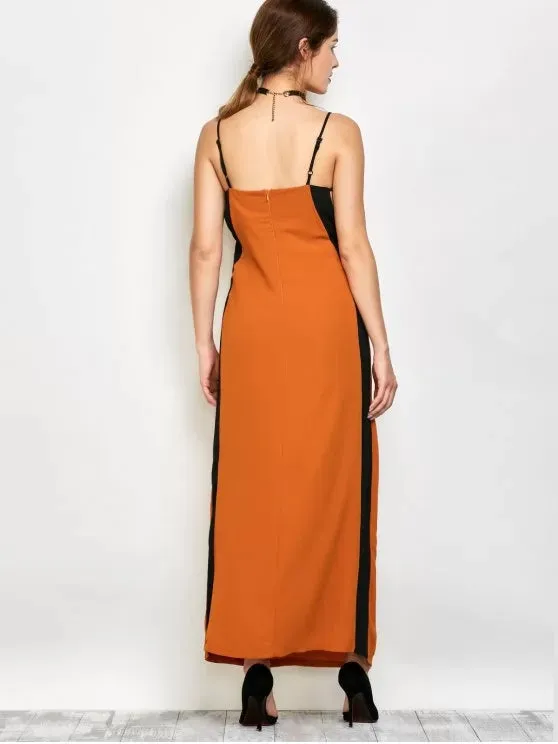 TastyHottie - Fashion Contrast Stripe Maxi Slip Dress