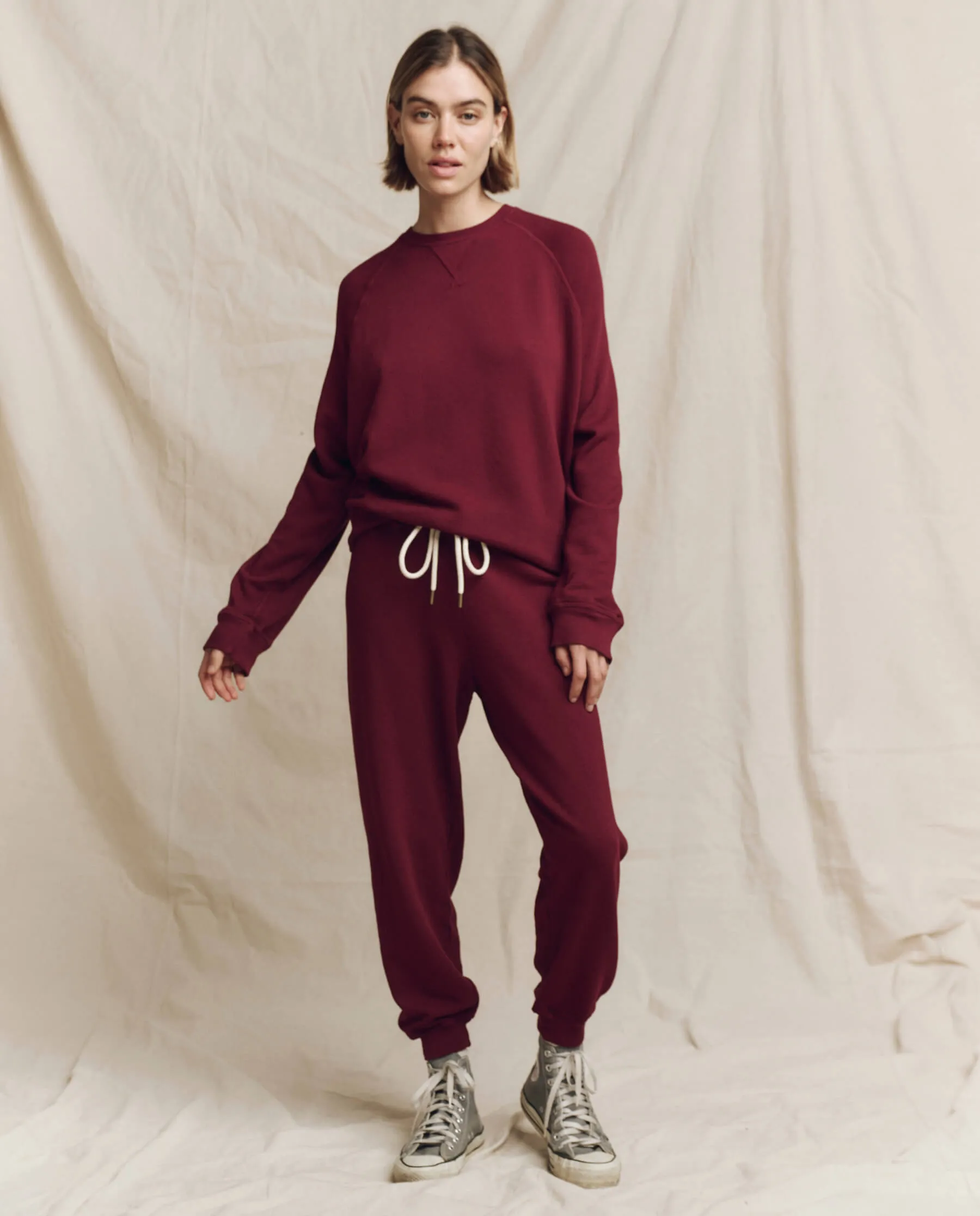 The Cropped Sweatpant. Solid -- Plum