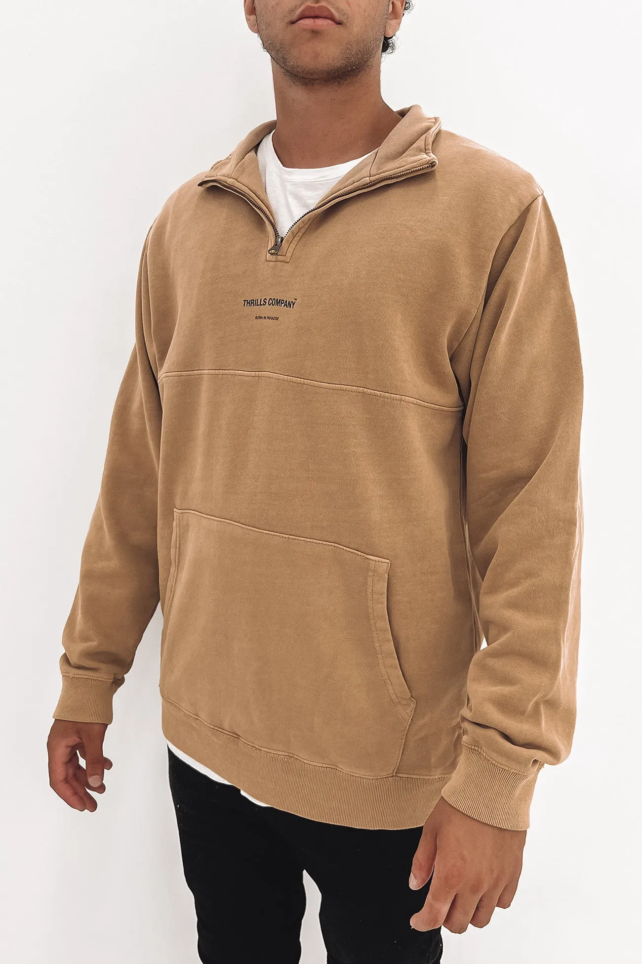 Thrills Stamp 3/4 Zip Fleece Sand