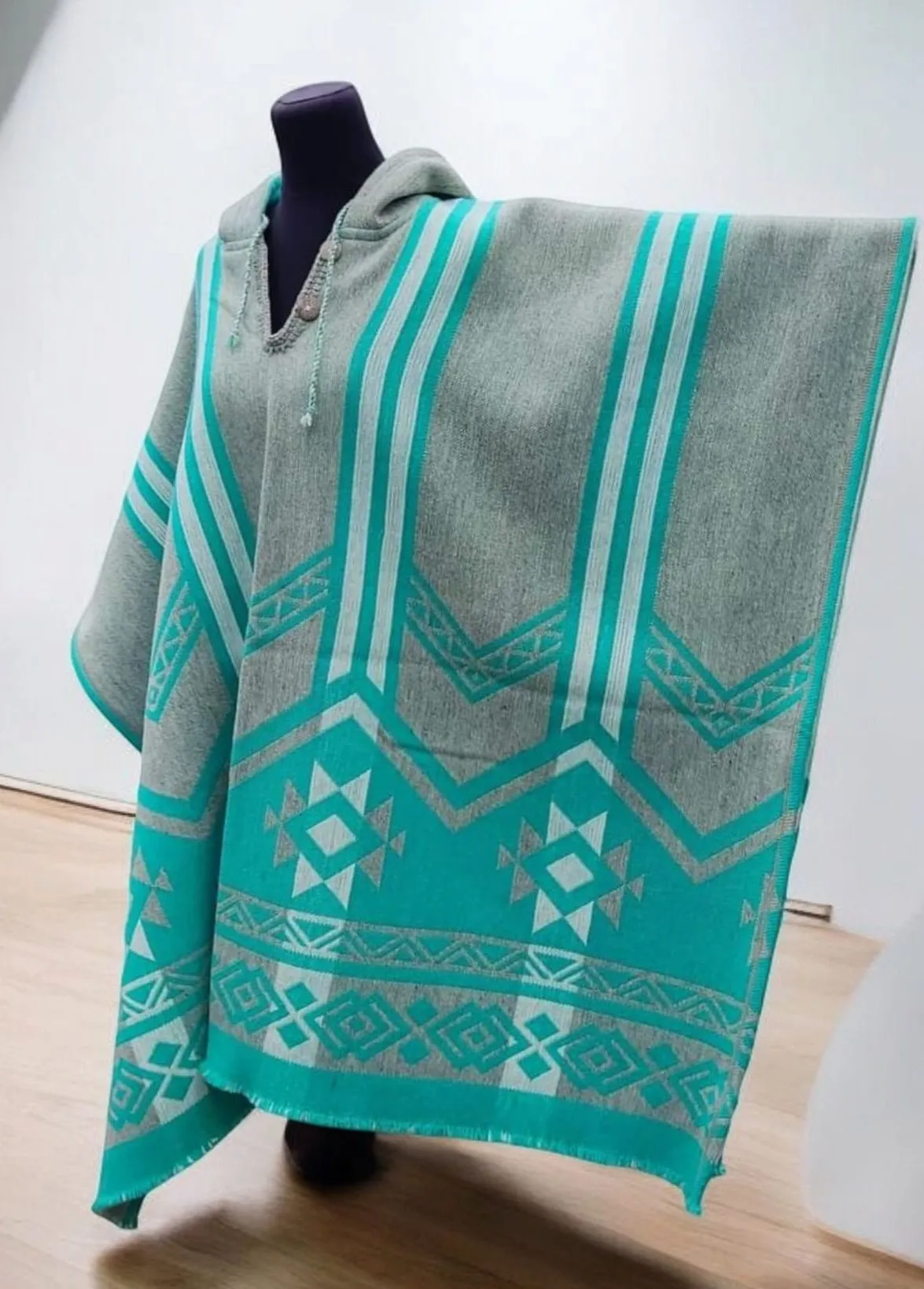 Turquoise Pure Llama wool Ponchos