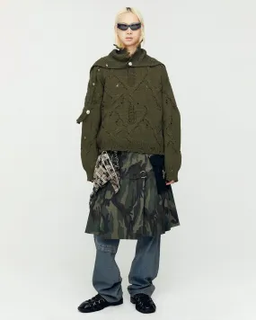 UNISEX CAMOUFLAGE CARGO POCKET KILT SKIRT apa756u(GREEN)