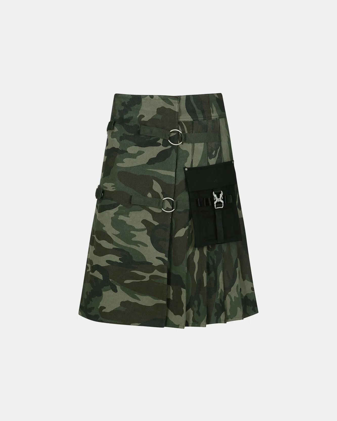 UNISEX CAMOUFLAGE CARGO POCKET KILT SKIRT apa756u(GREEN)