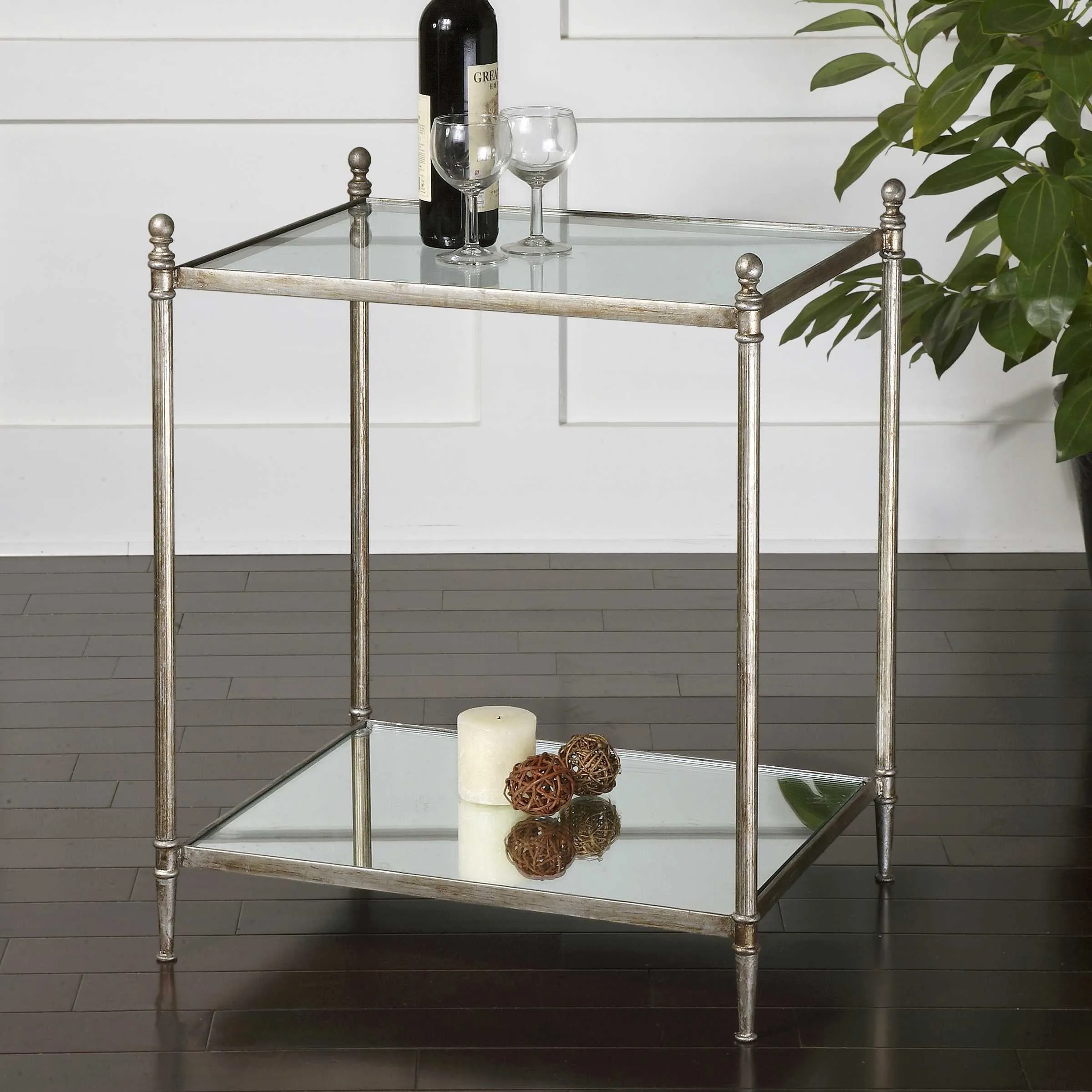 Uttermost Gannon Mirrored Glass End Table