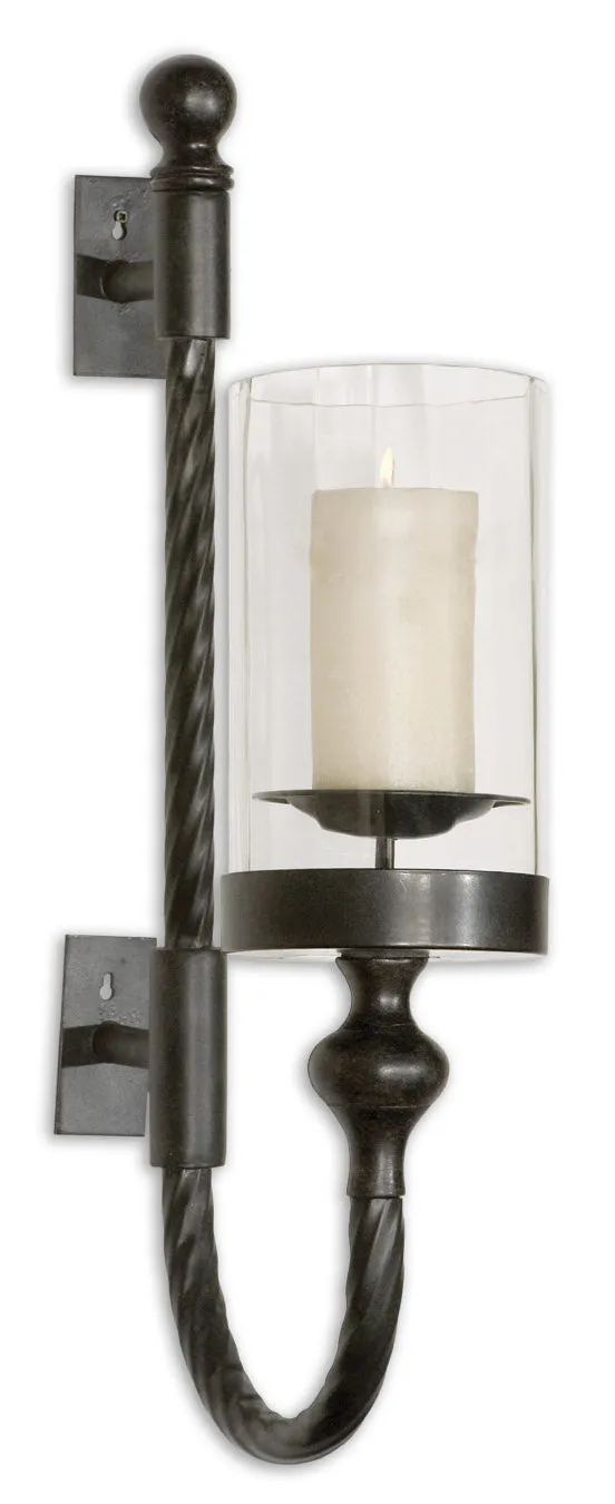 Uttermost Garvin Twist Metal Sconce With Candle