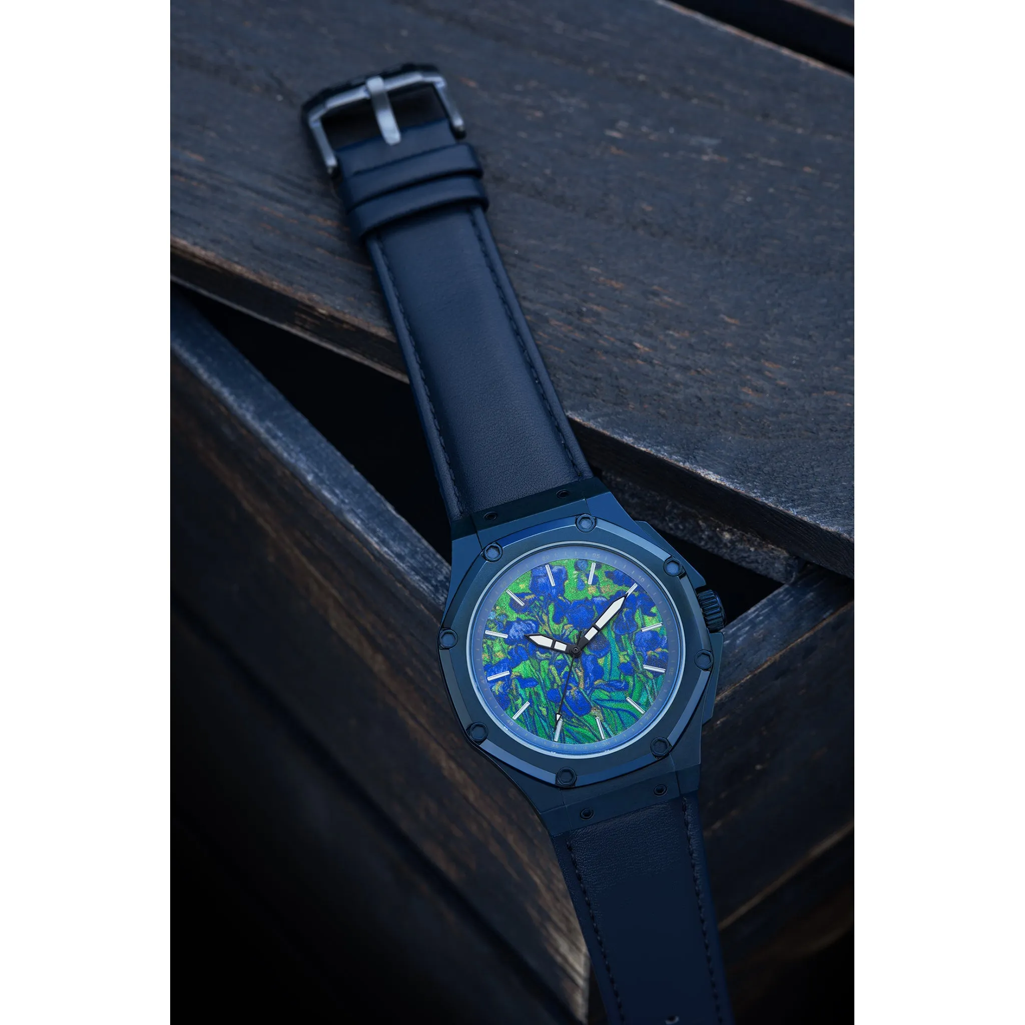 Van Gogh Irises Watch with Leather Band