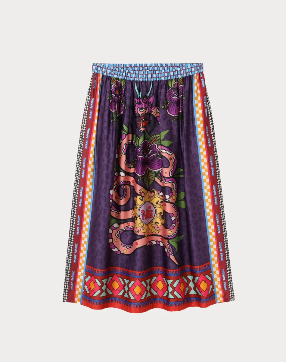 Vanessa Printed Dragon Midi Skirt