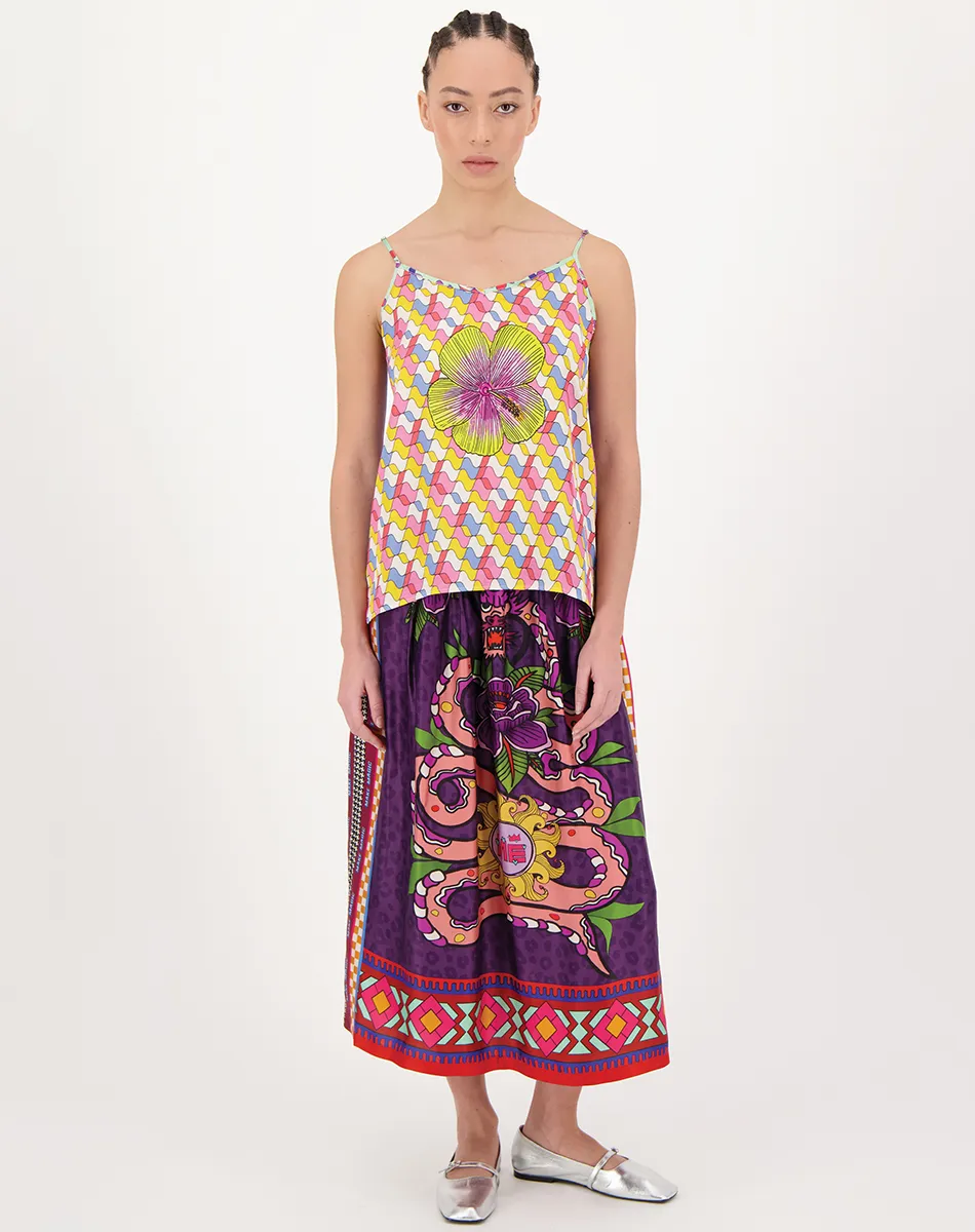 Vanessa Printed Dragon Midi Skirt