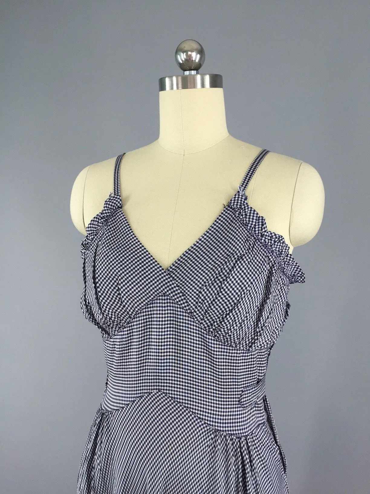 Vintage 1930s Bias Cut Gingham Dress & Jacket Set