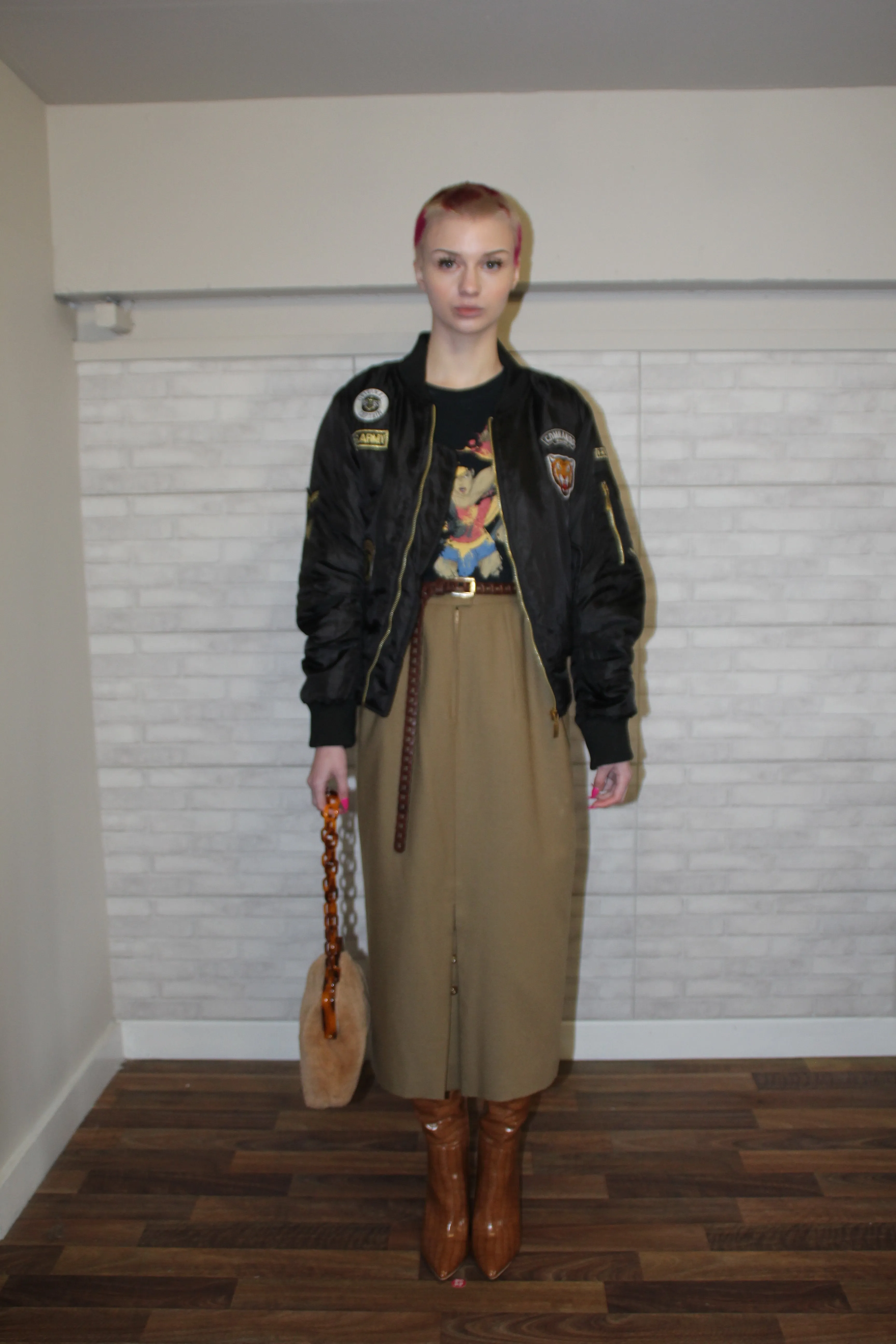 Vintage Camel Midi Skirt