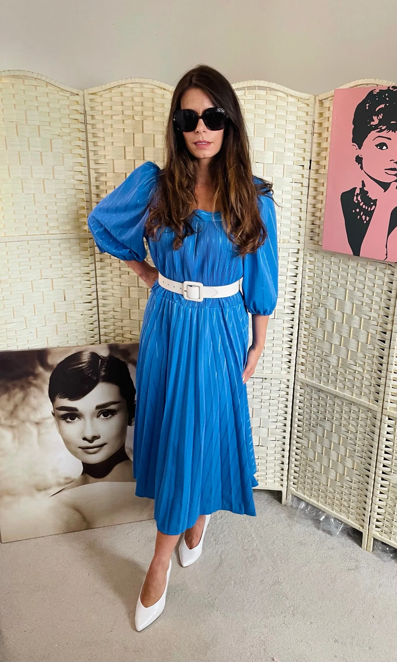 Vintage Cobalt Blue Midi Dress