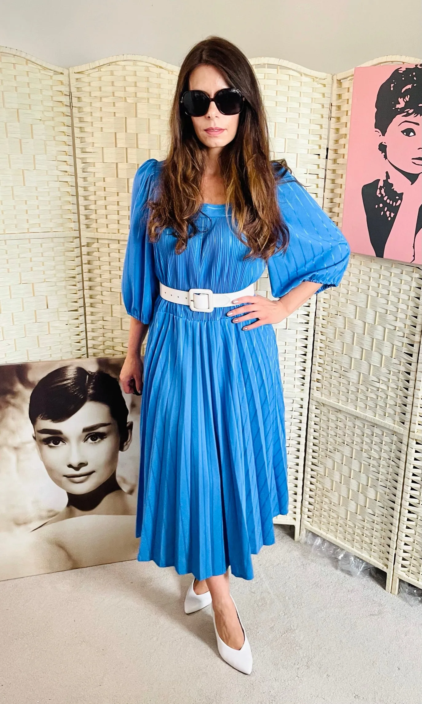 Vintage Cobalt Blue Midi Dress