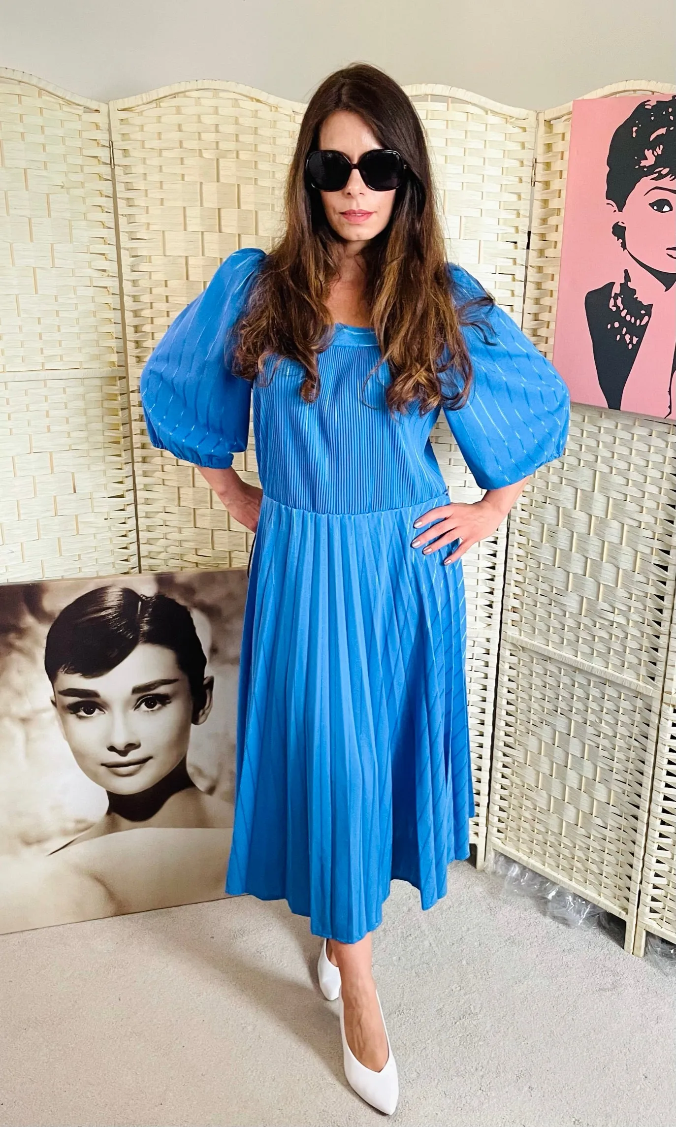 Vintage Cobalt Blue Midi Dress