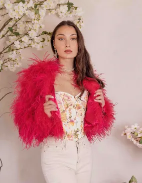 Watermelon - Feather Jacket in Watermelon Pink