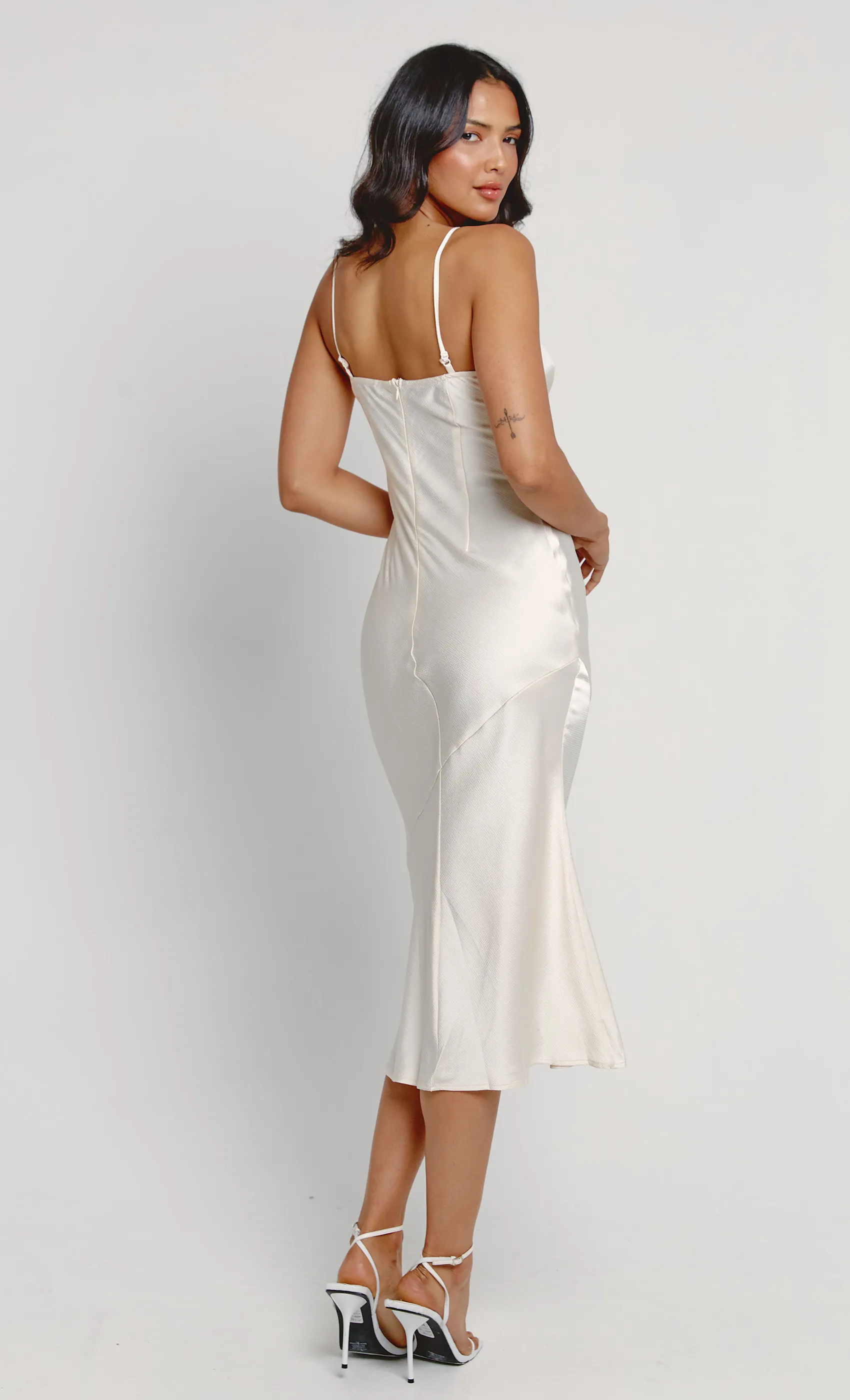 White Diamante Panel Slip Dress