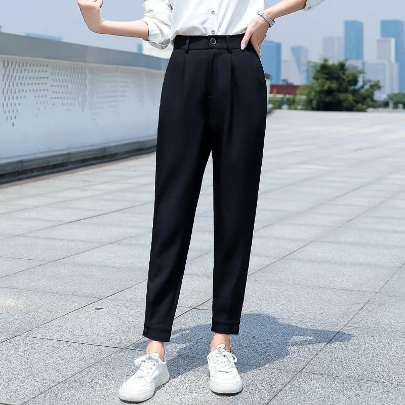 Wjczt Korean Casual Women'S Straight Tube 2022 Autumn Harlan Pipe Pants Are Versatile, Slim And Vertical, Formal 9-Point Trousers Lady