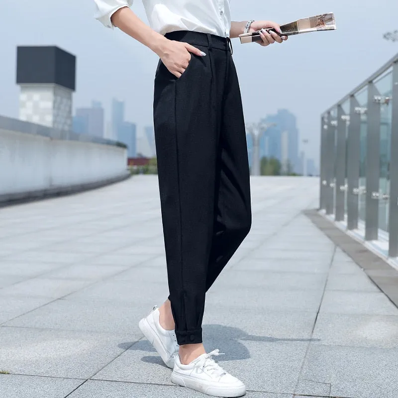 Wjczt Korean Casual Women'S Straight Tube 2022 Autumn Harlan Pipe Pants Are Versatile, Slim And Vertical, Formal 9-Point Trousers Lady