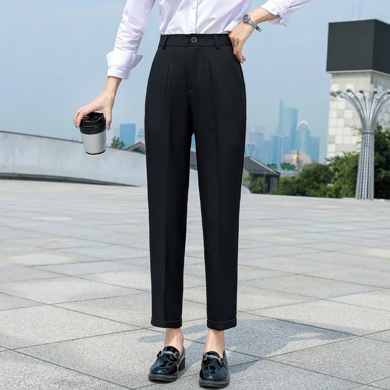 Wjczt Korean Casual Women'S Straight Tube 2022 Autumn Harlan Pipe Pants Are Versatile, Slim And Vertical, Formal 9-Point Trousers Lady