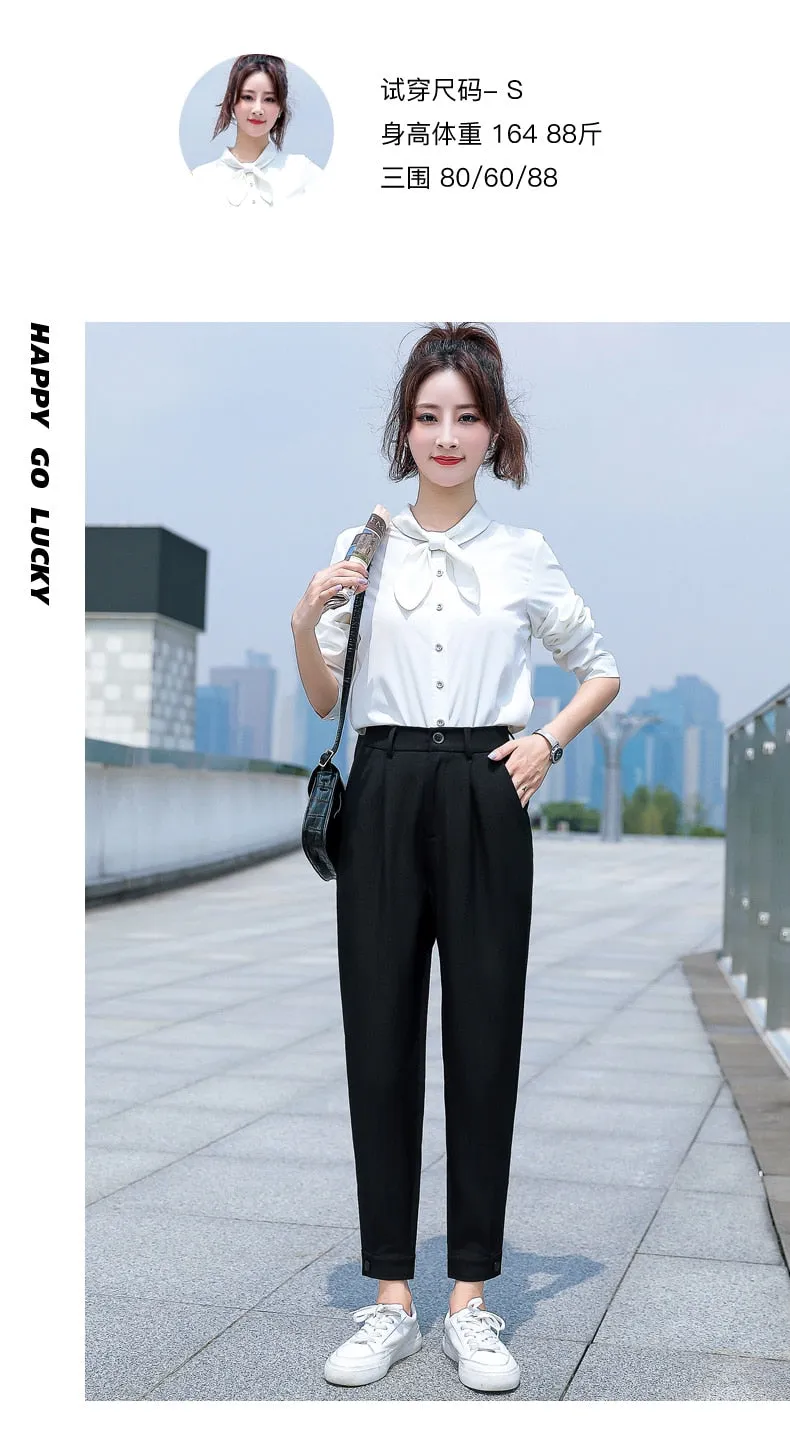 Wjczt Korean Casual Women'S Straight Tube 2022 Autumn Harlan Pipe Pants Are Versatile, Slim And Vertical, Formal 9-Point Trousers Lady