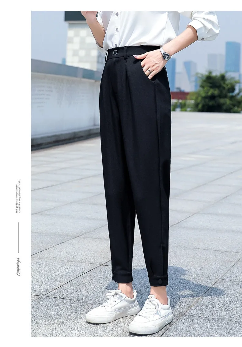 Wjczt Korean Casual Women'S Straight Tube 2022 Autumn Harlan Pipe Pants Are Versatile, Slim And Vertical, Formal 9-Point Trousers Lady