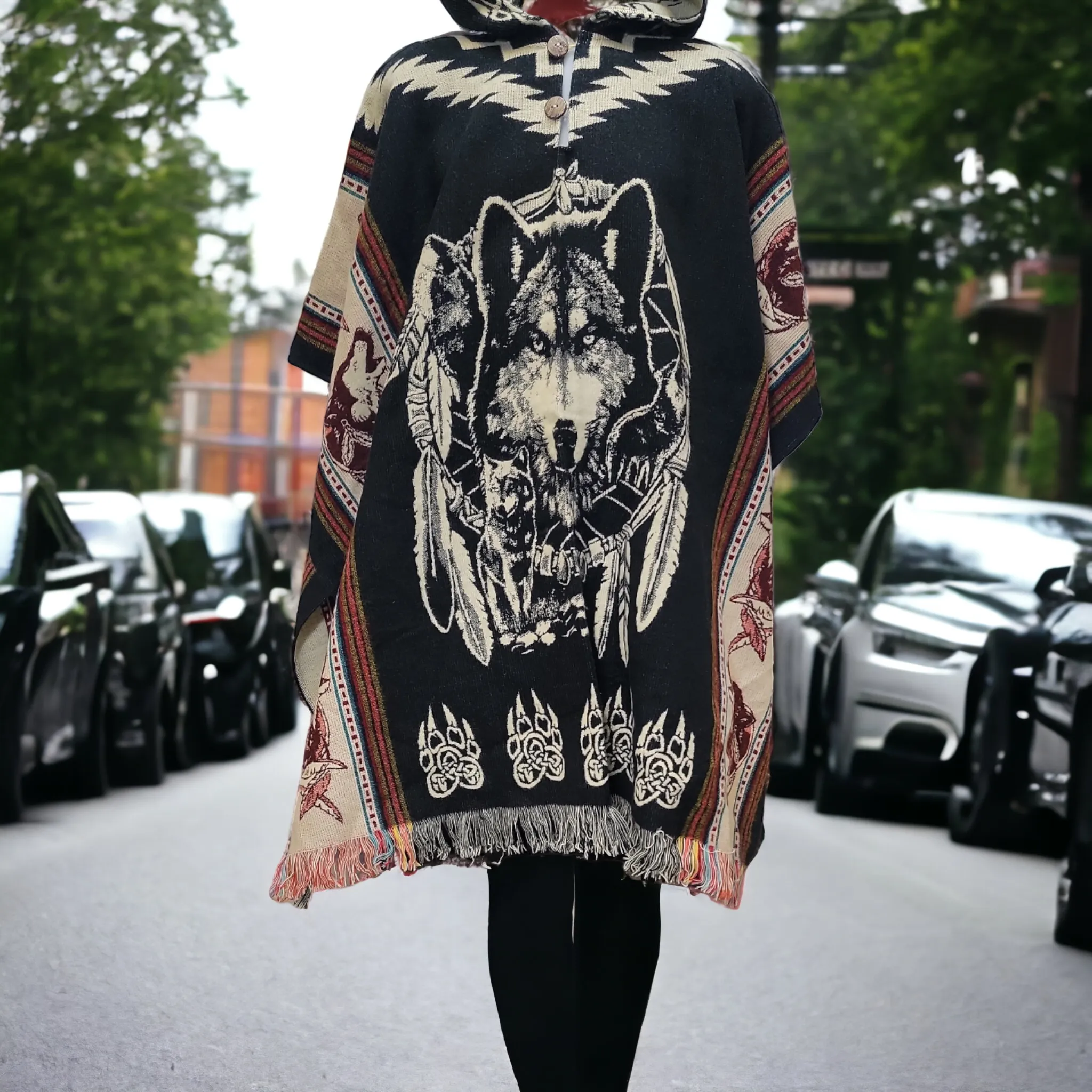 Wolf Moon - Handmade Poncho