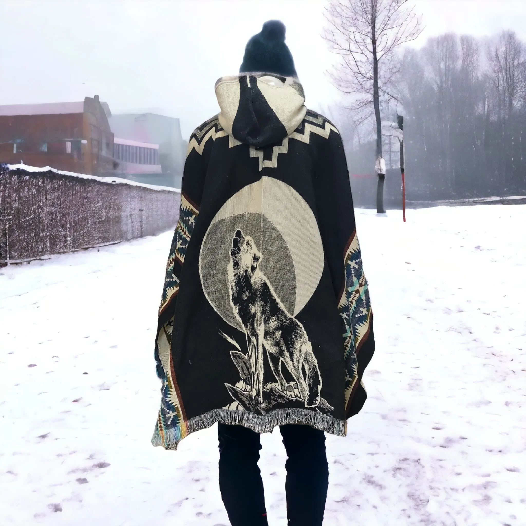 Wolf Moon - Handmade Poncho