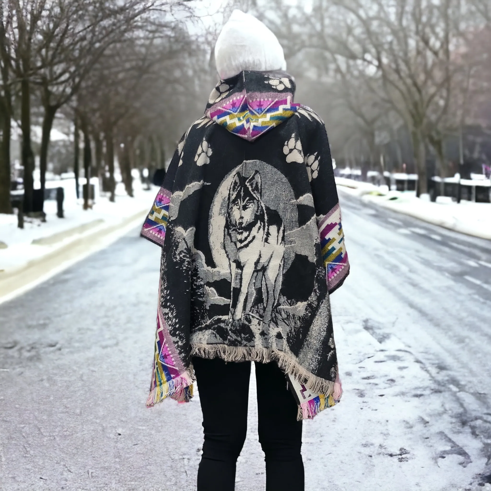 Wolf Moon - Handmade Poncho