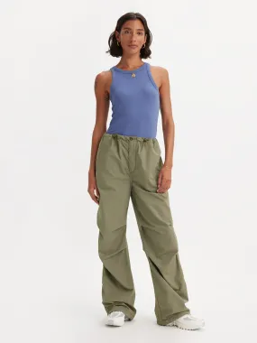 Women's Mid Rise Green Loose Fit Trousers