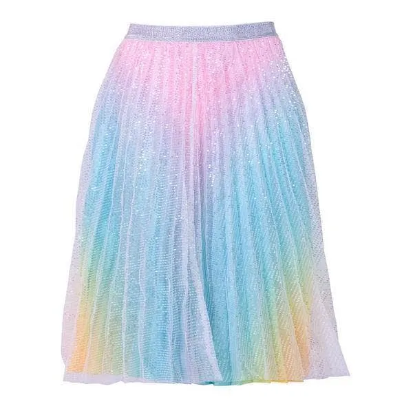 Women's Sparkly Rainbow Midi Skirt