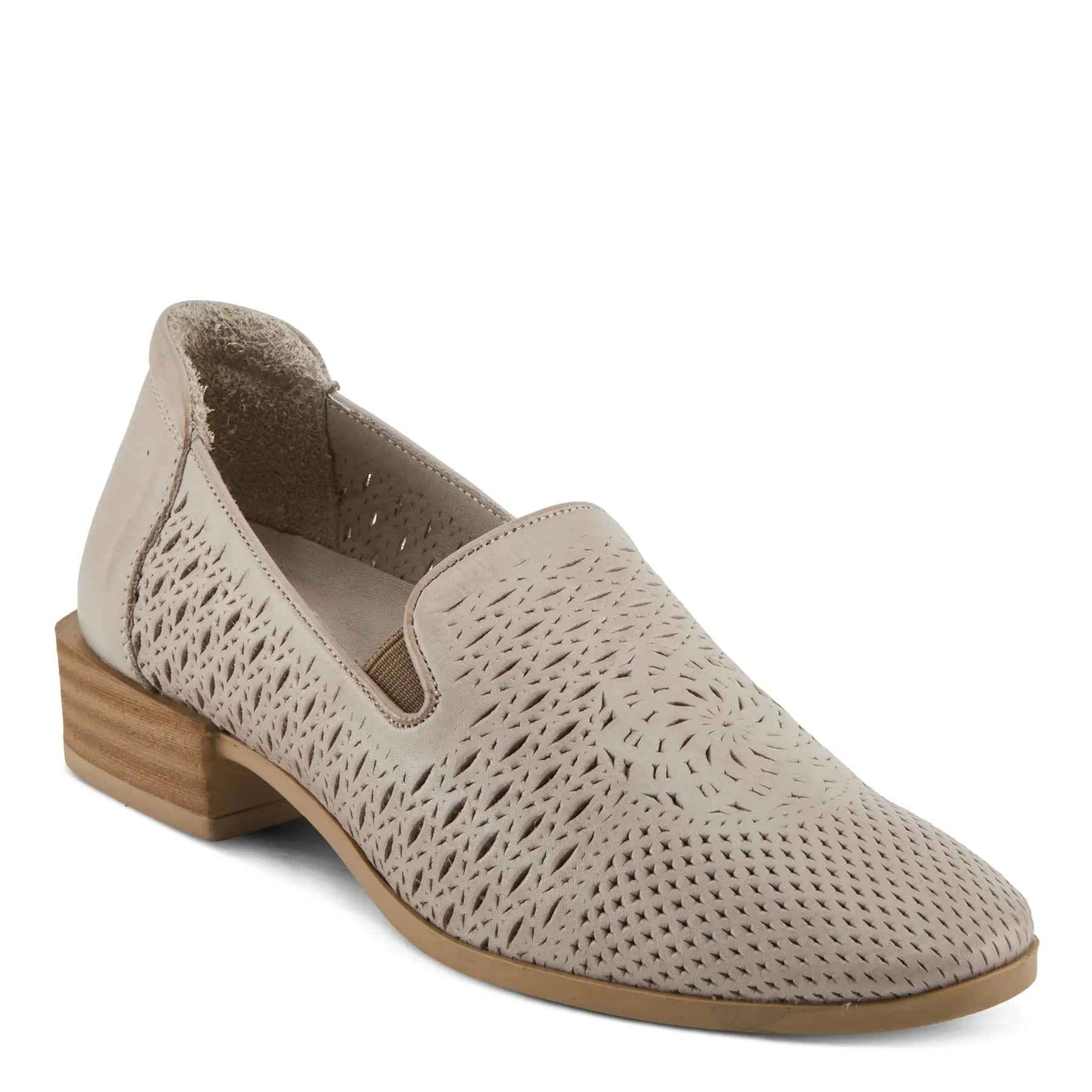 Women's Spring Step | Fazia Laser Cut Slip On Shoe | Stone